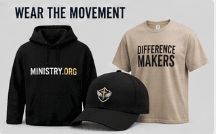 Ministry.org Wear the Movement merch collection featuring a hoodie, Difference Makers shirt, and branded hat